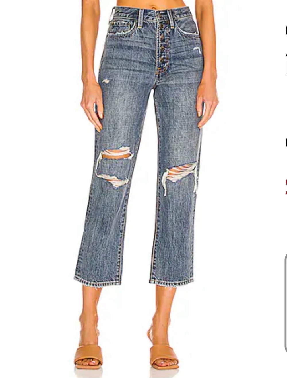 Pistola Charlie High Rise Exposed Button Fly Straight Crop Jeans